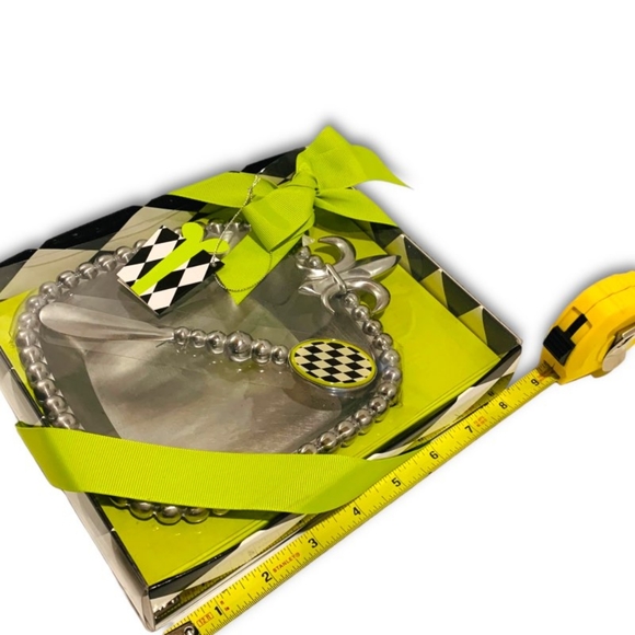 Title: Vintage Mud Pie Metal Plate with diamond checkerboard Spreader. NIB! - Picture 7 of 8